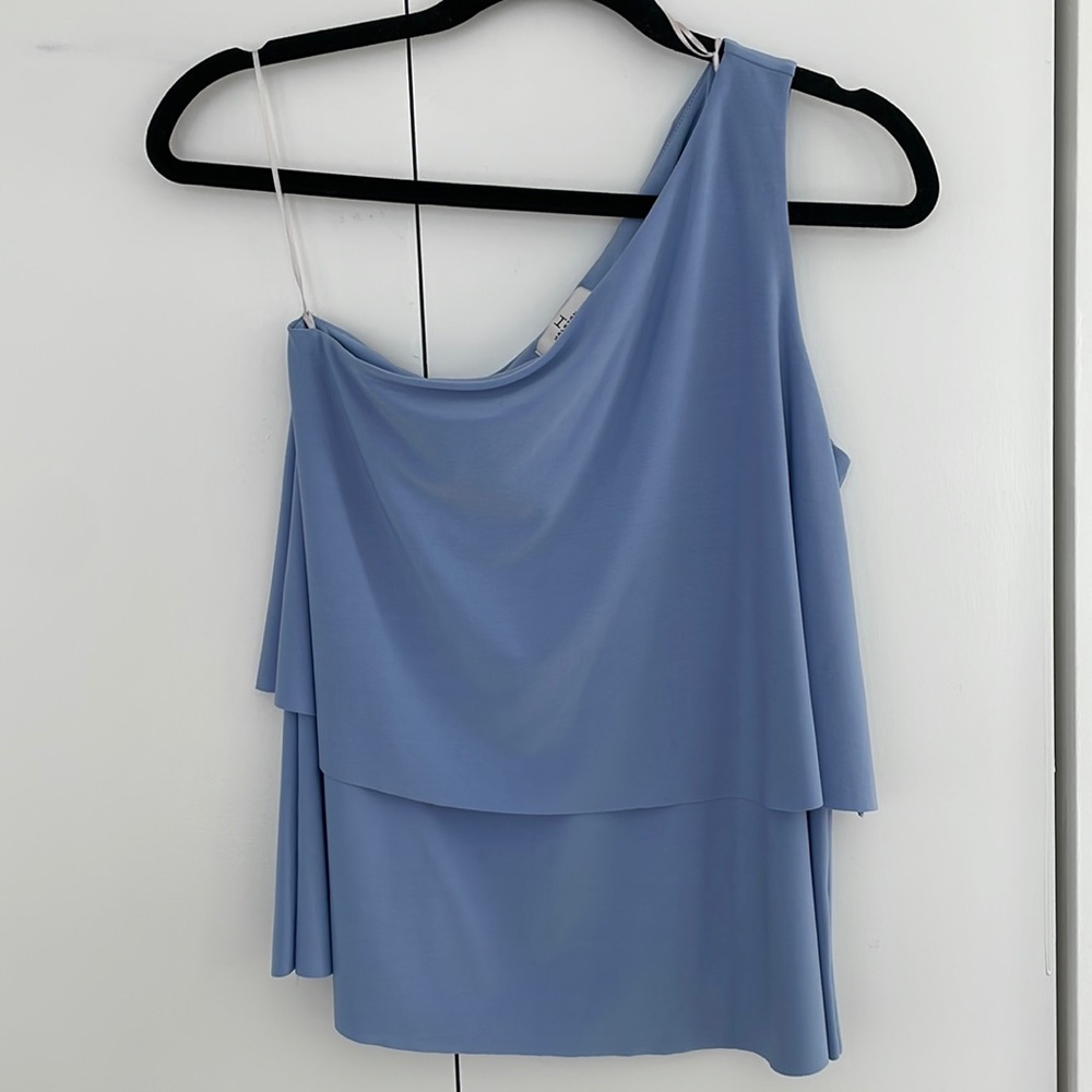 H Halston one shoulder blouse